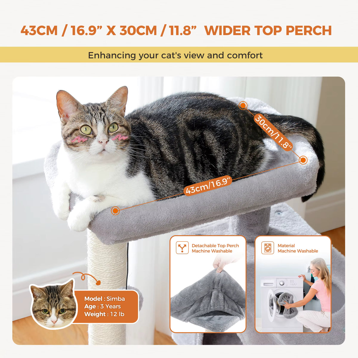 Heavy-Duty Multi-Level Cat Tower for Large Cats (32" Tall).
