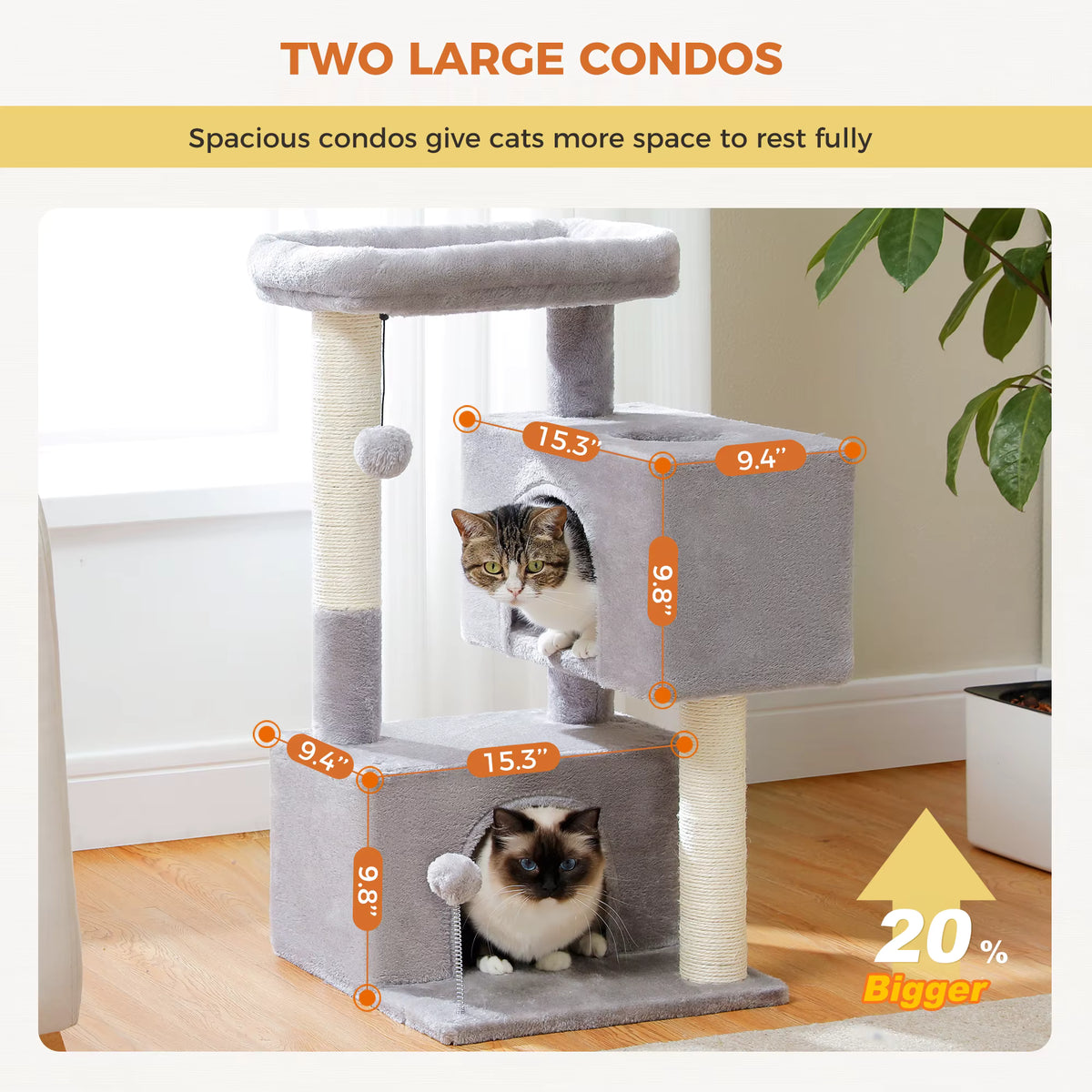 Heavy-Duty Multi-Level Cat Tower for Large Cats (32" Tall).