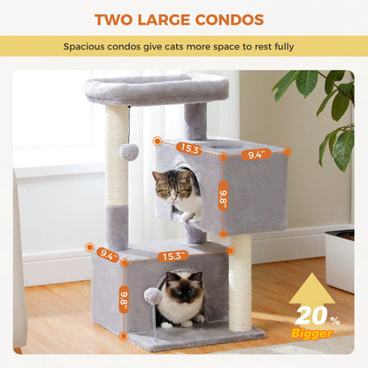 Heavy-Duty Multi-Level Cat Tower for Large Cats (32" Tall).