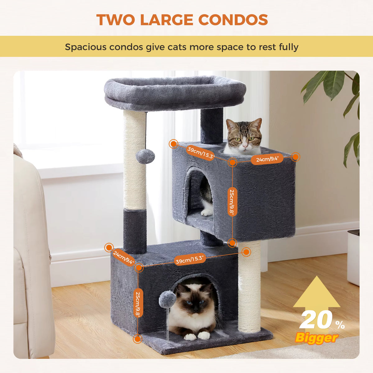 Heavy-Duty Multi-Level Cat Tower for Large Cats (32" Tall).