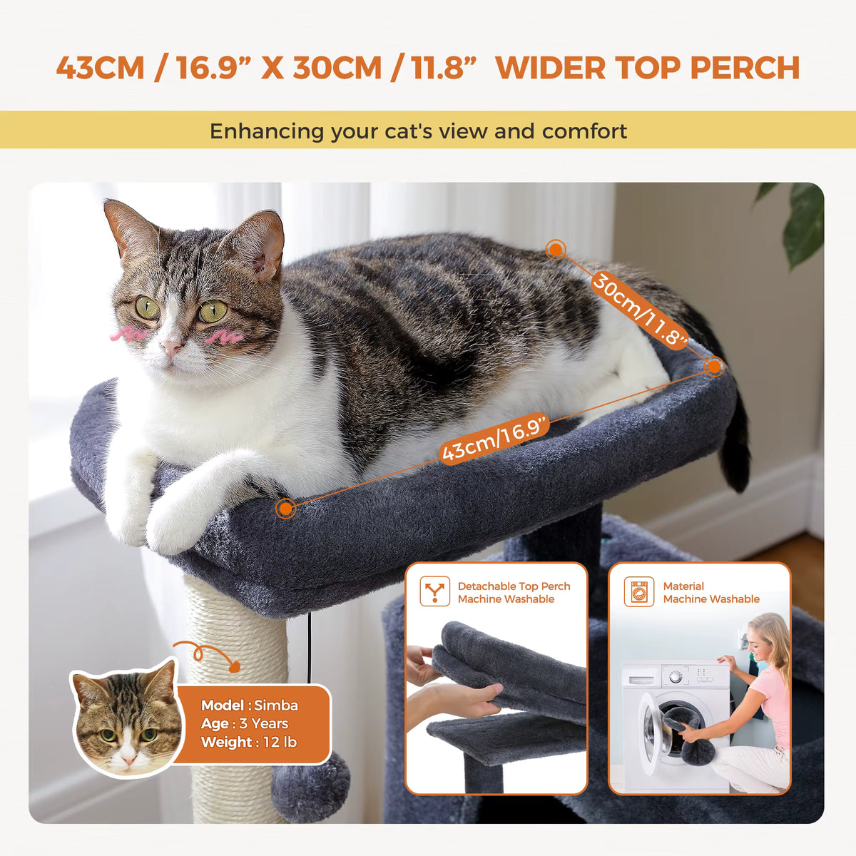 Heavy-Duty Multi-Level Cat Tower for Large Cats (32" Tall).