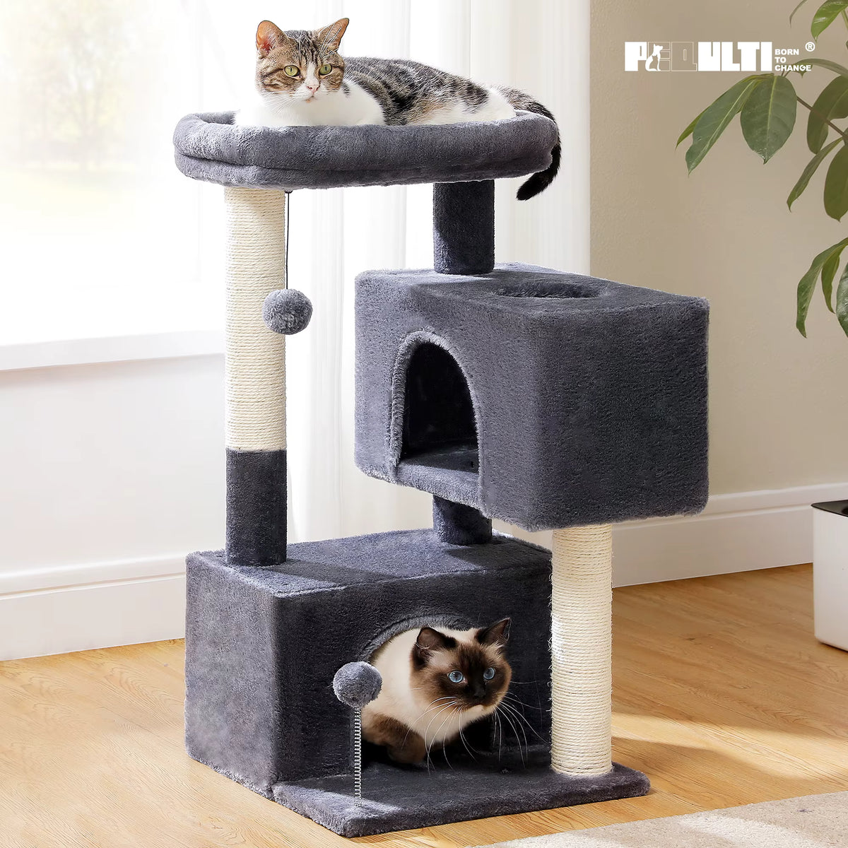 Heavy-Duty Multi-Level Cat Tower for Large Cats (32" Tall).